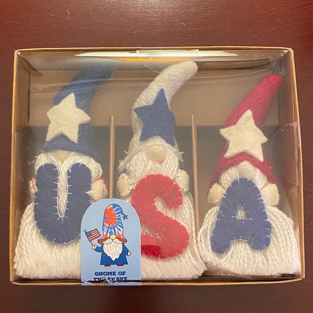 Patriotic Gnome Holiday Decor Set - Red, White, and Blue